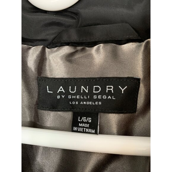 Laundry By Shelli Segal Black Puffer Jacket L/G NWT $300 RG10474 Zip Hood Quilt - Picture 4 of 13